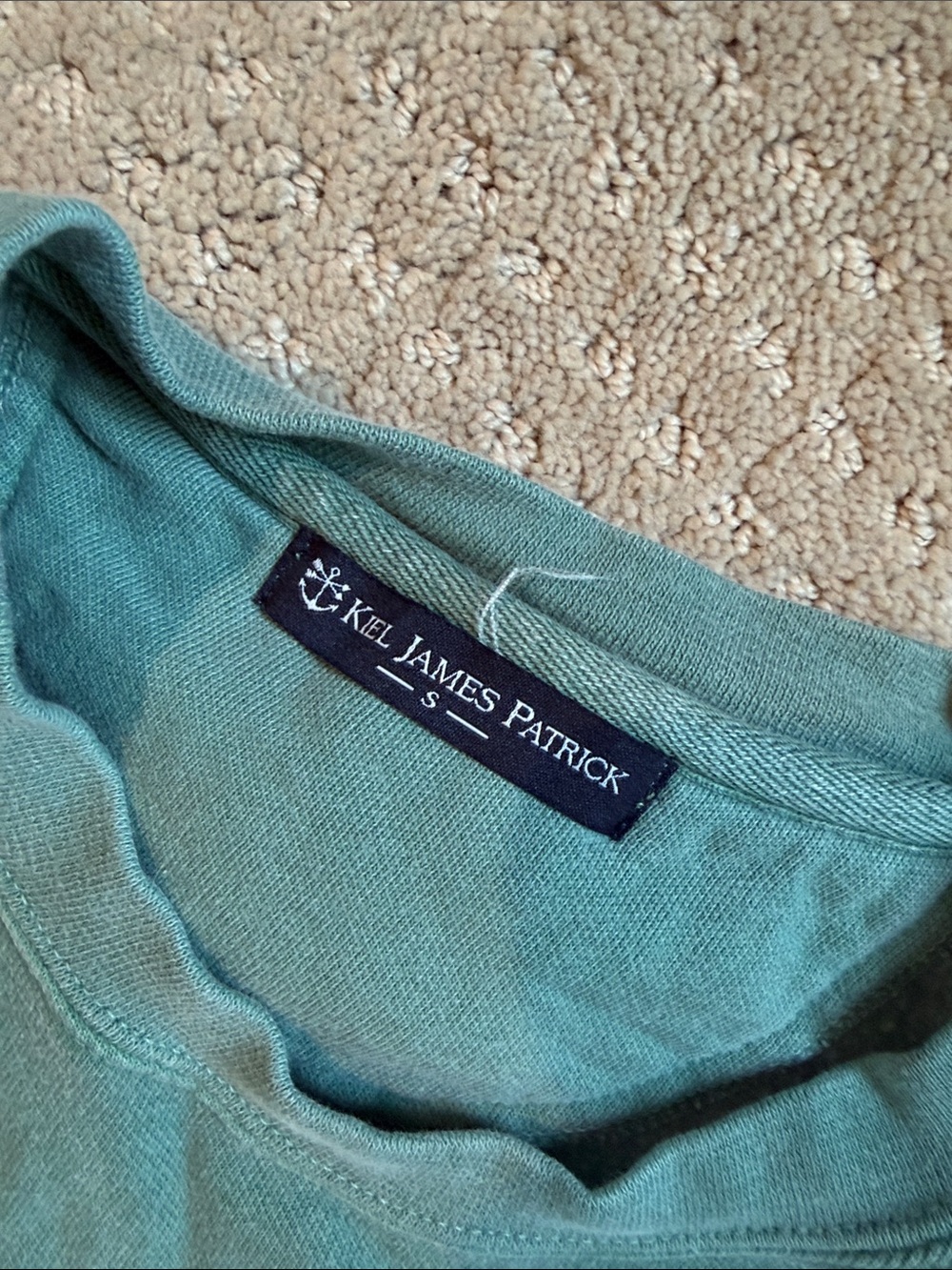 Kiel James Patrick Sweatshirt - Teal with White NEW ENGLAND Print - Picture 2 of 2